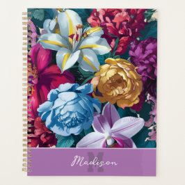 Kleurrijk modern bloemenmonogram planner