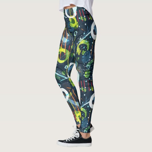 Kleurrijk modern geometrisch abstract vormpatroon leggings (Links)