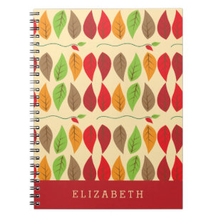 Kleurrijk modern herfstbladpatroon notitieboek