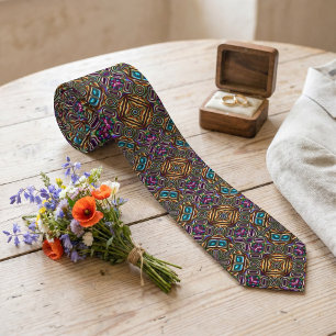 Kleurrijk modern mandala Azteeks mozaïekpatroon Stropdas