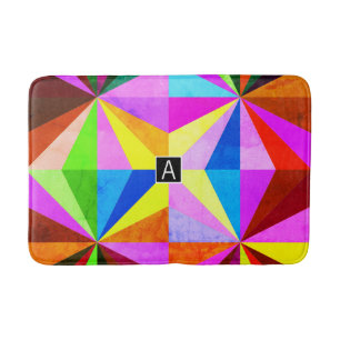 Kleurrijk Modern Meerkleurig Geometrisch Monogra Badmat
