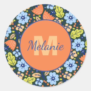 Kleurrijk Modern Mooie Bloem Patroon Persoonlijk Ronde Sticker