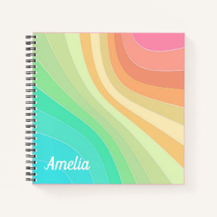 Kleurrijk modern pastel golvenpatroon notitieboek