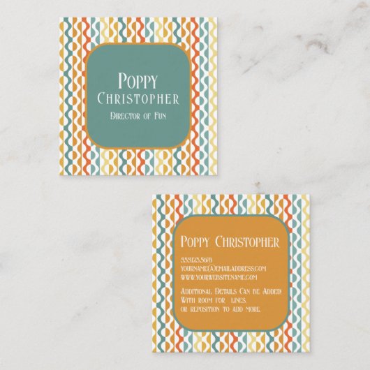 Kleurrijk Modern Retro Wave Patroon 9.8 Vierkante Visitekaartje (Voorkant / Achterkant)