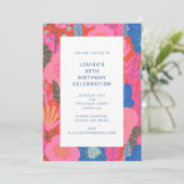 Kleurrijk Modern Rood Bloemen 30ste Verjaardagsfee Kaart (Staand voorkant)