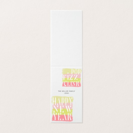 Kleurrijk Modern Script New Years Party Gevouwen K Kaart (Buitenkant ongevouwen)