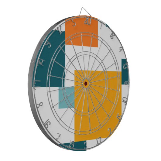Kleurrijk, modern, speelbaar vierkant geometrisch dartbord (Voorkant Links)