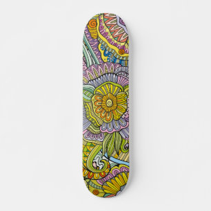 Kleurrijk Modern Trendy Abstract Bloemenpatroon Skateboard