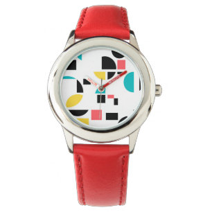 Kleurrijk, modern, trendy, leuk, vrolijk geometris horloge