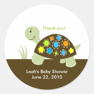 Kleurrijk Modern Turtle Baby shower of Birthday Ronde Sticker
