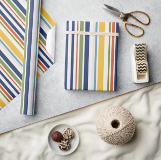 Kleurrijk modern verticaal streeppatroon cadeaupapier