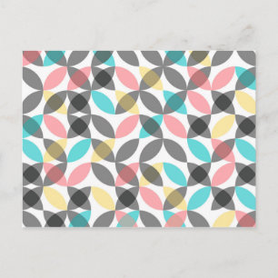 Kleurrijk, modern, vrolijk cirkelvormig geometrisc briefkaart