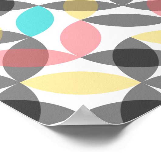 Kleurrijk, modern, vrolijk cirkelvormig geometrisc poster (Hoek)