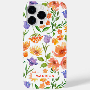 Kleurrijk Modern Waterverf Bloemmotief Persoonlijk Case-Mate iPhone 14 Pro Max Hoesje