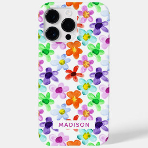 Kleurrijk Modern Waterverf Bloemmotief Persoonlijk Case-Mate iPhone 14 Pro Max Hoesje