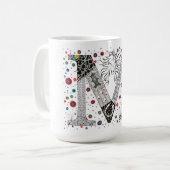 Kleurrijk monogram letter M Mok (Voorkant links)