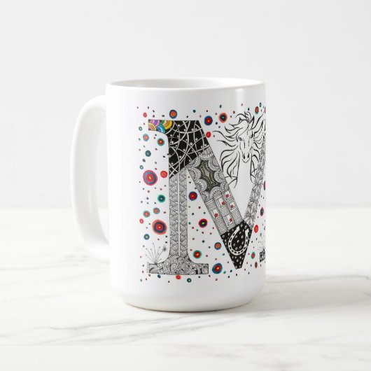 Kleurrijk monogram letter M Mok (Voorkant links)