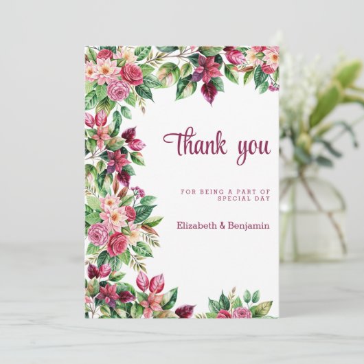Kleurrijk mooi chique bloemenboeket Bedankt Kaart (Staand voorkant)