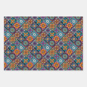 Kleurrijk mozaïek bloemenontwerp met tegels 16 inpakpapier vel (Voorkant 2)