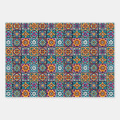 Kleurrijk mozaïek bloemenontwerp met tegels 16 inpakpapier vel (Voorkant)