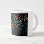 Kleurrijk Mozaïek Glas in lood Tree effect ontwerp Extra Grote Beker (Voorkant rechts)