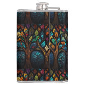 Kleurrijk Mozaïek Glas in lood Tree effect ontwerp Heupfles (Achterkant)