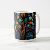 Kleurrijk Mozaïek Glas in lood Tree effect ontwerp Koffiemok (Voorkant rechts)