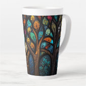 Kleurrijk Mozaïek Glas in lood Tree effect ontwerp Latte Mok (Rechterhoek)