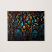 Kleurrijk Mozaïek Glas in lood Tree effect ontwerp Legpuzzel (Horizontaal)