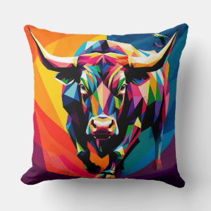 Kleurrijk Mozaïek Stier Kussen
