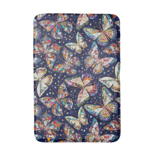 Kleurrijk mozaïek vlinder patroon badmat (Voorkant Verticaal)