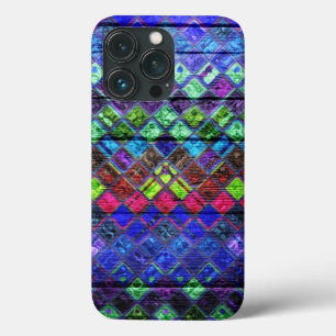 Kleurrijk mozaïekpatroon houtlook #2 iPhone 13 pro hoesje