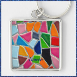 Kleurrijk mozaïekpatroon sleutelhanger
