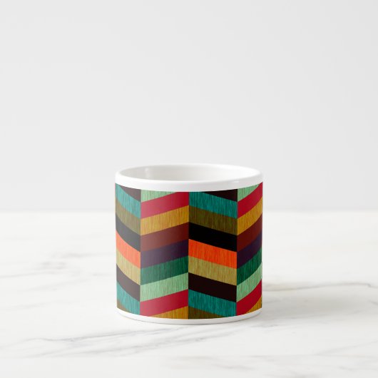 Kleurrijk multi-gekleurd visgraatpatroon espresso kop (Voorkant)