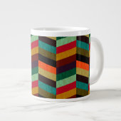 Kleurrijk multi-gekleurd visgraatpatroon extra grote beker (Voorkant rechts)