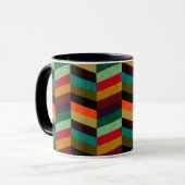 Kleurrijk multi-gekleurd visgraatpatroon mok (Voorkant links)