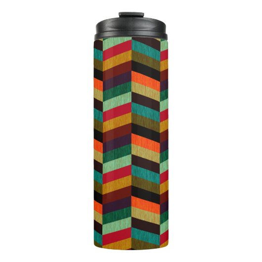 Kleurrijk multi-gekleurd visgraatpatroon thermosbeker (Voorkant)