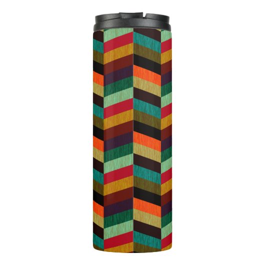 Kleurrijk multi-gekleurd visgraatpatroon thermosbeker (Achterkant)