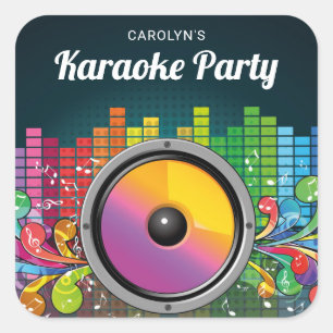 Kleurrijk muziek karaoke verjaardagsfeest cadeautj vierkante sticker