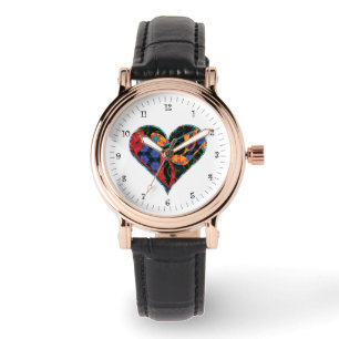 Kleurrijk Muzieknoot Hartpatroon Horloge