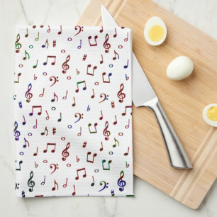 Kleurrijk muziekpatroon theedoek
