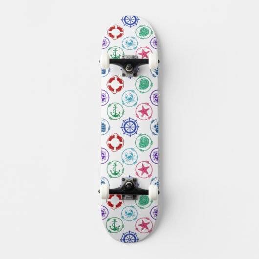 Kleurrijk Nautisch Patroon Skateboard (Voorkant)