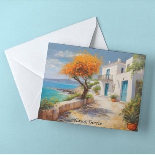 Kleurrijk Naxos Griekenland Olieverfschilderij Briefkaart