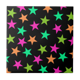 Kleurrijk Neon Geometrisch Sterren Patroon Tegeltje