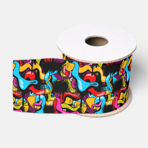 Kleurrijk Neon Graffiti Hip Hop Straatkunst Grosgrain Lint