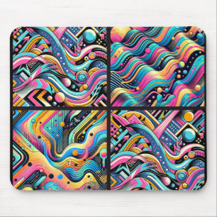 Kleurrijk Neon Helder Abstract 90's Patroon Print Muismat