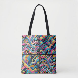 Kleurrijk Neon Helder Abstract 90's Patroonprint Draagtas