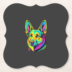 Kleurrijk Neon Hond Vector Portret Kartonnen Onderzetters