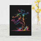 Kleurrijk Neon Meisje Voetbal Kunst Spetter Sport  Kaart (Gele Bloem)