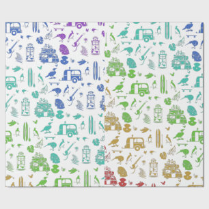 Kleurrijk Nieuw-Zeelands vakantiepatroon Cadeaupapier